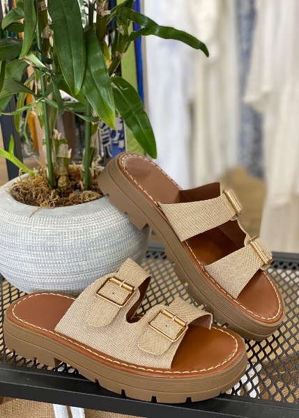 Sandales boucles camel 