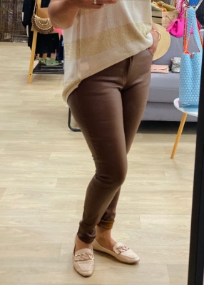 Pantalon Layna enduit choco