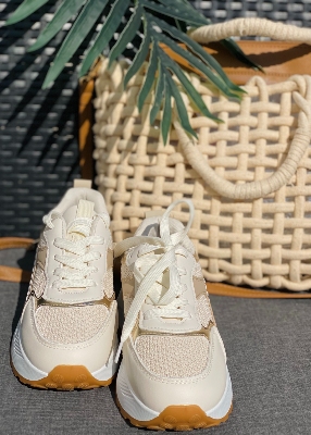 Baskets compensées beige