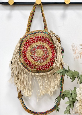 Panier rond Malia  franges  