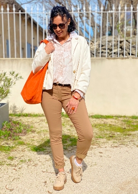 Pantalon Lana stretch camel