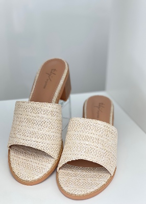 Sandale talon bas beige defile