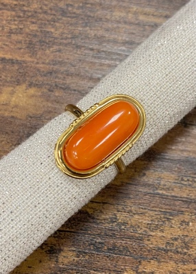 Bague acier fantaisie, orange