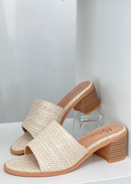 Sandale talon bas beige defile