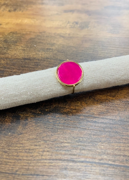 Bague acier fantaisie, fuchsia