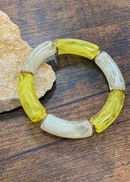 Bracelet  grosses perles tubes 