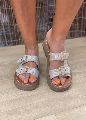 Sandales boucles camel 