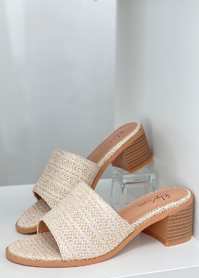 Sandale talon bas beige defile