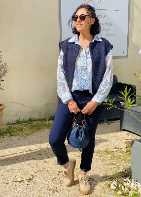 Pantalon Lana stretch marine