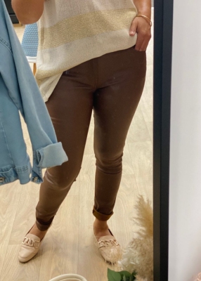 Pantalon Layna enduit choco