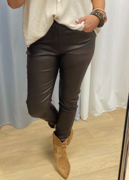 Pantalon enduit choco
